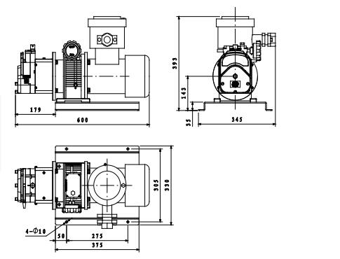 FG601S-W3防爆电机型蠕动泵尺寸图