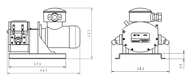 FP300S-A3变频防爆电机型蠕动泵尺寸图